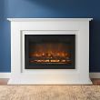 Buck Ember LED Electric Fireplace & White Mantel Package with Remote, 5,000 BTU Heater & Logs for 110/120V - BE L020015LED