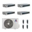 42,000 BTU Gree All Match 18 SEER2 Quad Zone Slim Concealed Duct Mini Split Heat Pump System - R32 | 230V - 9 + 9 + 9 + 9