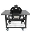 Primo Oval JR 200 Kamado with Black Cart Base And Stainless Steel Side Shelves - PRM774 / PRM370