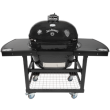 Primo Jack Daniels Edition Oval XL Ceramic Kamado Grill On Steel Cart With 2-Piece Island Side Shelves