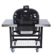 Primo Oval XL 400 or LG 300 Kamado with Black Cart Base And Stainless Steel Side Shelves - PRM778 / PRM775 / PRM370