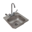 RCS 15" X 15" Outdoor Rated Stainless Steel Drop In Sink With Hot/Cold Faucet - RSNK1 - Left Side