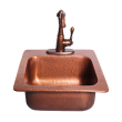 RCS 15" X 15" Copper Drop-In Sink With Hot/Cold Faucet - RSNK3-Front View
