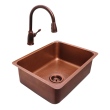 RCS 23" X 17" Copper Undermount Sink With Pull Down Hot/Cold Faucet - RSNK4 - Left Side View