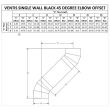 Ventis 6 Inch Single Wall Black Pipe