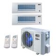 18,000 BTU 22 SEER2 ACiQ 2-Zone Slim Ceiling Cassette Mini Split System w/ Extreme Heat - 6+6 - ACiQ-18Z-HH-M2/SCC-0609-HH-M-2