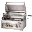 Sunstone 3 Burner 28 Inch Built-In Gas Grill With Rotisserie - SUN3B-IR- Hood Open- Front View