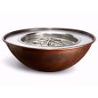 HPC Tempe 31-Inch Round Hammered Copper Gas Fire Bowl With Match Lit Ignition - TEMP31