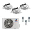Gree All Match 24,000 BTU 21 SEER2 Tri Zone 360 Ceiling Cassette Mini Split Heat Pump System - R32 | 230V - 9 + 9 + 9 - MUL24HP230V1R32AO / 3-CAS09HP230V1R32AH