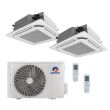 Gree All Match 24,000 BTU 21 SEER2 Dual Zone 360 Ceiling Cassette Mini Split Heat Pump System - R32 | 230V - 18 + 18 - MUL24HP230V1R32AO / 2-CAS18HP230V1R32AH