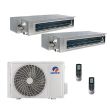 Gree All Match 18,000 BTU 18 SEER2 Dual Zone Slim Concealed Duct Mini Split Heat Pump System - R32 | 230V - 9 + 12 - MUL18HP230V1R32AO / DUC09HP230V1R32AH / DUC12HP230V1R32AH