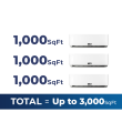 48,000 BTU 21.8 SEER2 ACiQ 3-Zone Wall Mounted Mini Split System - Extreme Series - WiFi Enabled - 18+18+18 - ACiQ-48Z-HH-M5B / 3-ACiQ-18W-HH-M