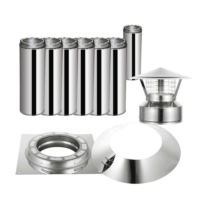 AllFuel HST 8-Inch x 25FT Built-In Wood Fireplace Chimney Kit - BS
