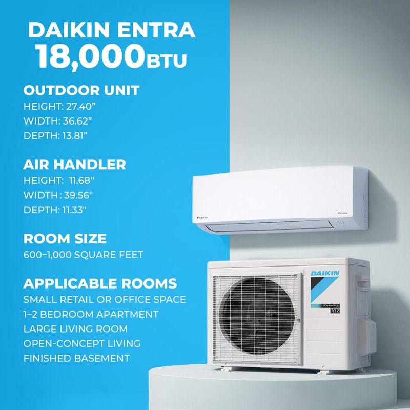 Daikin 18 000 BTU Entra 18 SEER2 Single Zone Wall Mount Mini Split Heat daikin-18-000-btu-entra-18-seer2-single-zone-wall-mount-mini-split-heat