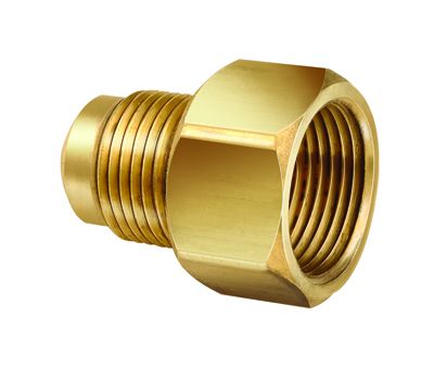 Port Adapter - 1/4 x 3/8 Female Flare x Flare Adapter w/ Copper