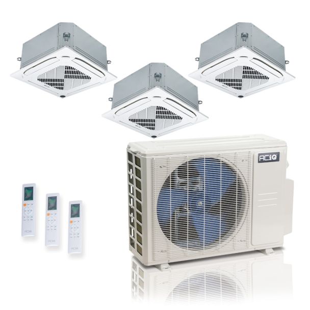 36000 BTU 24 SEER2 ACiQ Standard 3-Zone Ceiling Cassette Mini Split System | R454B | 230v - 9+9+18 - ES-36Z-M5C / ACIQ-09CC-HH-MC-2 / ACIQ-18CC-HH-MC