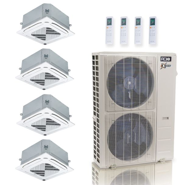 48000 BTU 23 SEER2 ACiQ Extreme 4-Zone Ceiling Cassette Mini Split System | R454B | 230v - 9+12+12+24 - ACiQ-48Z-HH-M6C / ACIQ-09CC / ACIQ-12CC-2 / ACIQ-24CC