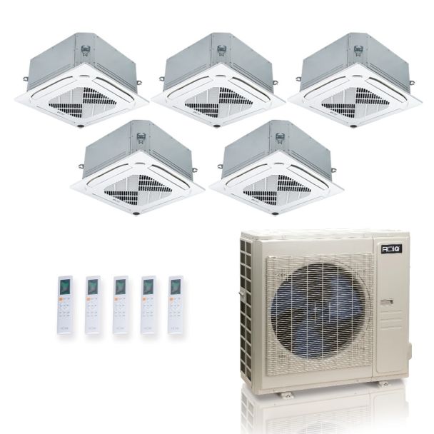 48,000 BTU 23.4 SEER2 ACiQ 5-Zone Ceiling Cassette Mini Split System - 9+9+9+9+9 - ES-48Z-M5 / ACIQ-09CC-HH-M-5