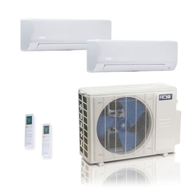 18,000 BTU ACiQ Standard 25.1 SEER2 Dual Zone Wall Mount Mini Split Heat Pump System - R454B | 230V - 6 + 6