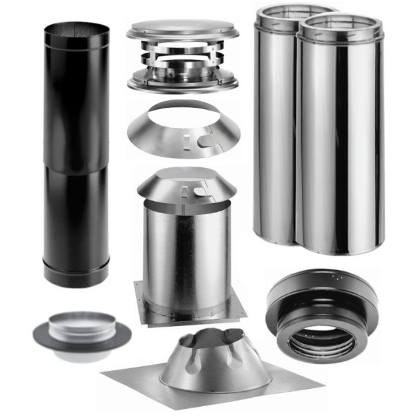 Duravent Flat Ceiling  With Single Wall Black Pipe Wood Stove Chimney Kit - FCSBKIT