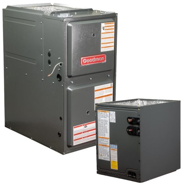 Goodman 3 Ton 96% AFUE 40000 BTU Furnace and Coil System - Upflow - R32 - CAPTA3626B3 / GR9S960403BU