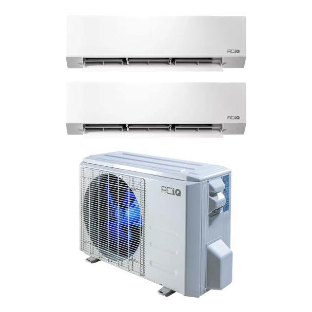 27,000 BTU 24.6 SEER2 ACiQ 2-Zone Wall Mounted Mini Split System w/ WiFi - 12+12 - ES-27Z-M3/ACIQ-12W-HH-M-2