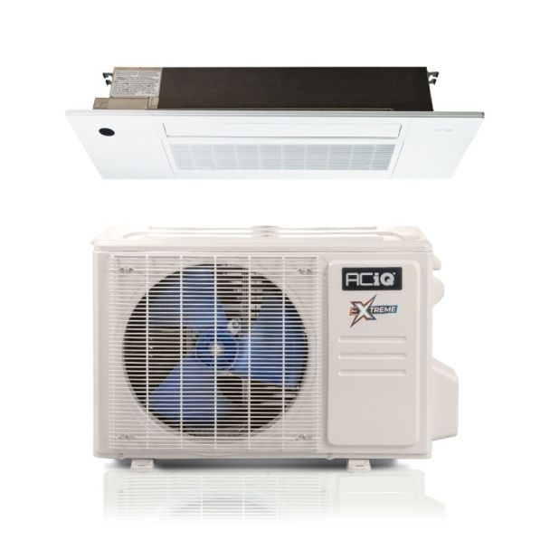 9,000 BTU 23 SEER ACiQ Single Zone Slim Ceiling Cassette Mini Split System | Extreme Series