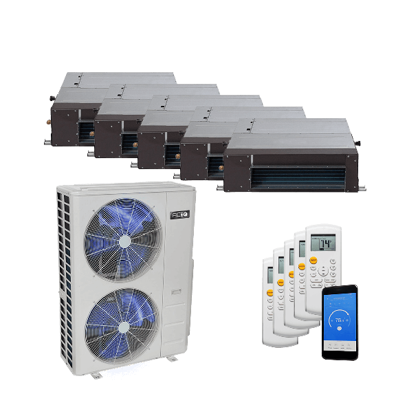 48,000 BTU 20.5 SEER2 ACiQ 5-Zone Concealed Duct Mini Split System - 12+12+12+12+12