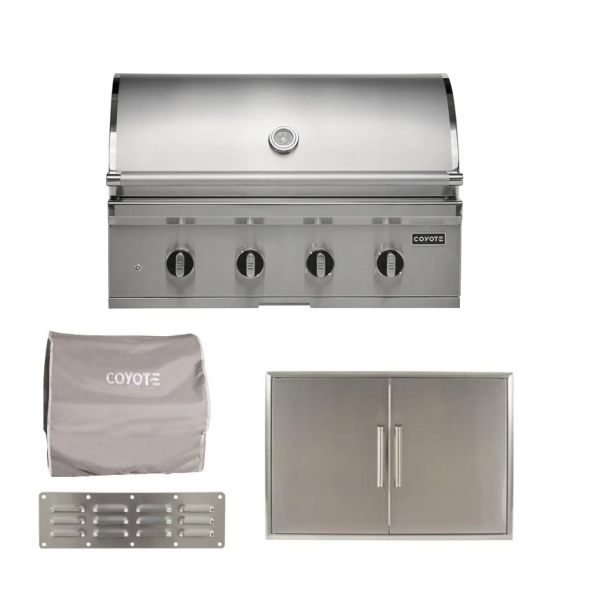 Coyote C-Series 36-Inch 4-Burner Built-In Gas Grill W/Outdoor Kitchen Package Options- C3CL36-PKG1