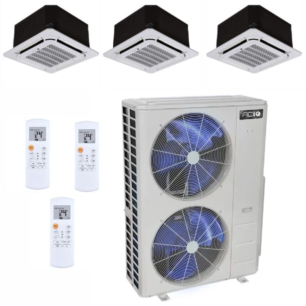 48,000 BTU 23.4 SEER2 ACiQ 3-Zone Ceiling Cassette Mini Split System - 12+12+24 - ES-48Z-M5/ACIQ-12CC-HH-M-2/ACIQ-24CC-HH-M