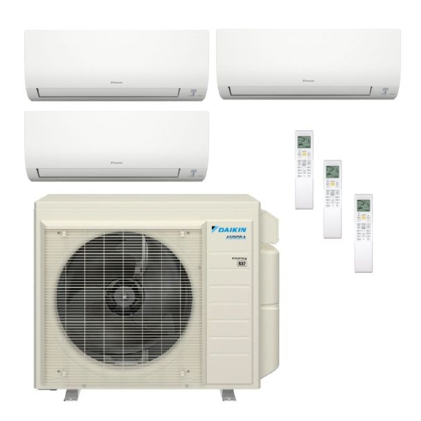 24,000 BTU Daikin 21 SEER2 Tri Zone Wall Mount Mini Split Heat Pump System - R32 | 230V - 7+12+12