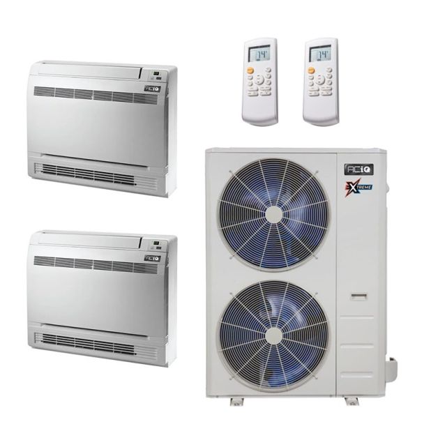 36,000 BTU 22.2 SEER2 ACiQ 2-Zone Floor or Ceiling Mounted Mini Split System Extreme Series - 12+18 - ACiQ-36Z-HH-M4 / ACIQ-12FM-HH-MB / ACIQ-18FM-HH-MB