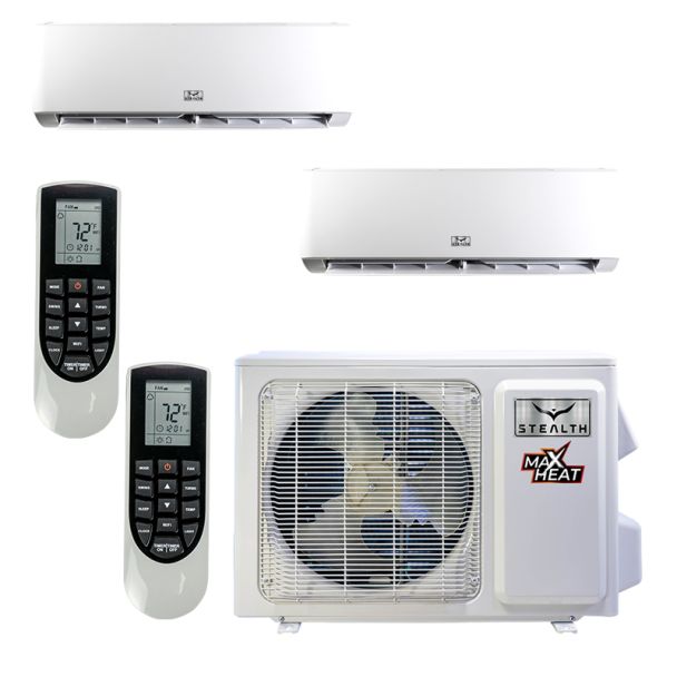 Stealth 18,000 BTU 23 SEER Dual Zone Wall Mounted Pinnacle Heat Pump System 12+12 - SC-18Z-HH-M2 / SC-12W-HP230 - 2