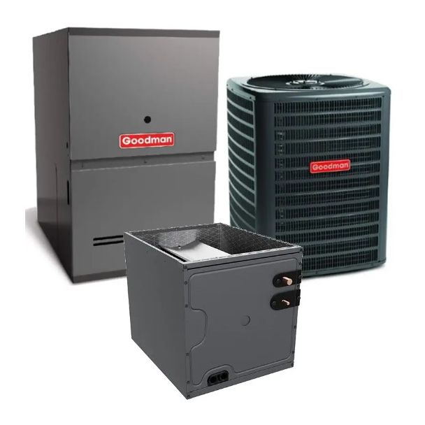 4 Ton 13.4 SEER2 80% AFUE 80,000 BTU Goodman Low NOx Gas Furnace and R32 Air Conditioner System - Upflow - GLXS3BN4810 / CAPFA6030C3 / GR9S800805CX