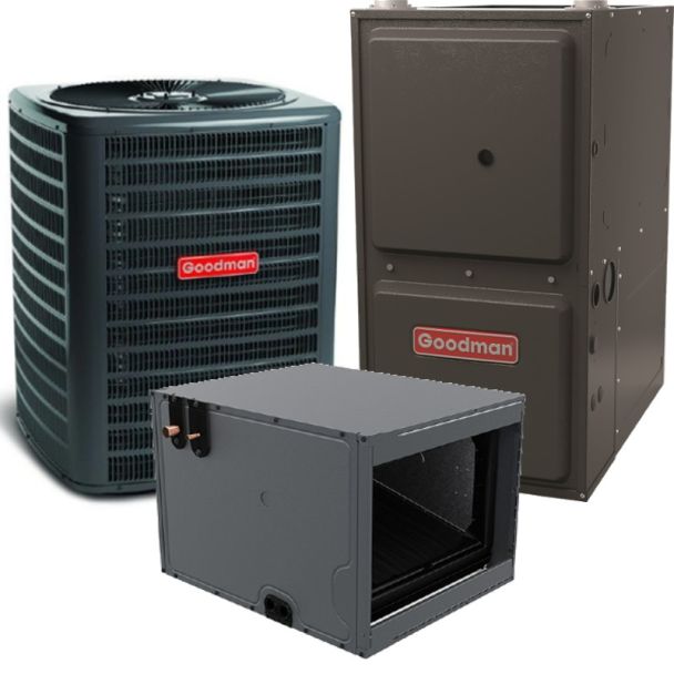 2.5 Ton 13.4 SEER2 96% AFUE 60,000 BTU Goodman Gas Furnace and R32 Air Conditioner System - Horizontal