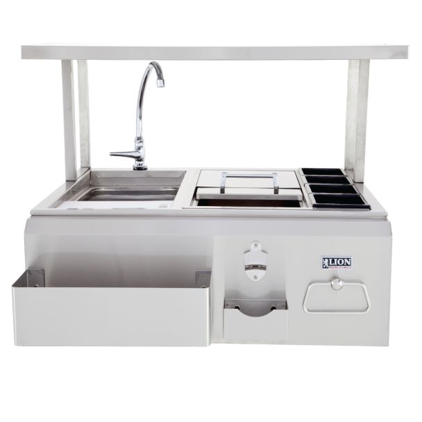 Lion 30-Inch Stainless Steel Built-In Bar Center with Top Shelf