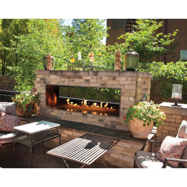 Empire Outdoor 60-Inch See Through Linear Fireplace With Fire Glass - OLL60SP12S / DG1