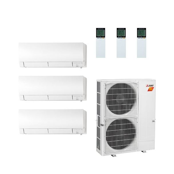 42,000 BTU 19 SEER Mitsubishi Tri Zone  H2i Hyper Heat Pump System 6+18+18