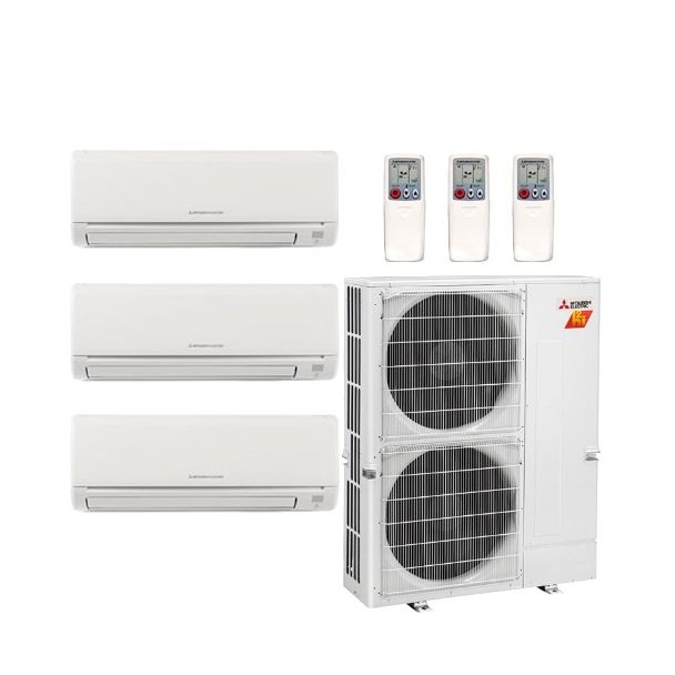 42,000 BTU 19 SEER Mitsubishi Tri Zone  H2i Hyper Heat Pump System 15+18+18