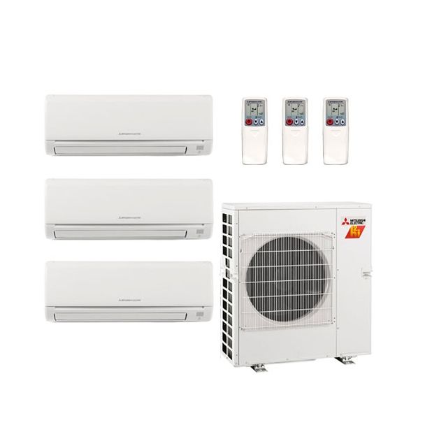 25,000 BTU 19 SEER Mitsubishi Tri Zone  H2i Hyper Heat Pump System 6+6+6
