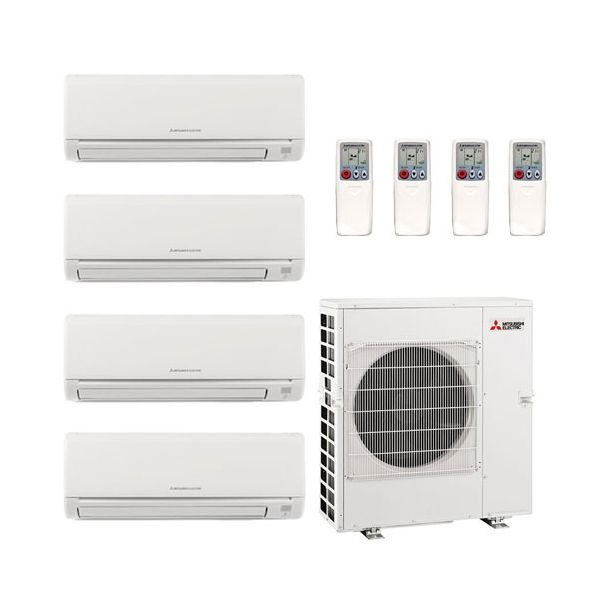 40,500 BTU Mitsubishi GX-Series 4-Zone Mini Split | 19.3 SEER2, R454B, 12k + 12k + 15k + 15k Units