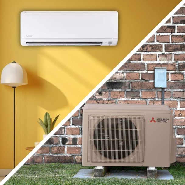 9,000 BTU Mitsubishi WX-Series 18 SEER2 Single Wall Mounted Mini Split Heat Pump System - R454B | MUZ-WX09NL / MSZ-WX09NL