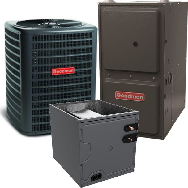 3.5 Ton 13.8 SEER2 80% AFUE 120,000 BTU Goodman Gas Furnace and R32 Air Conditioner System - Upflow - GLXS3BN4210 / CAPTA4230D3 / GR9T801205DN