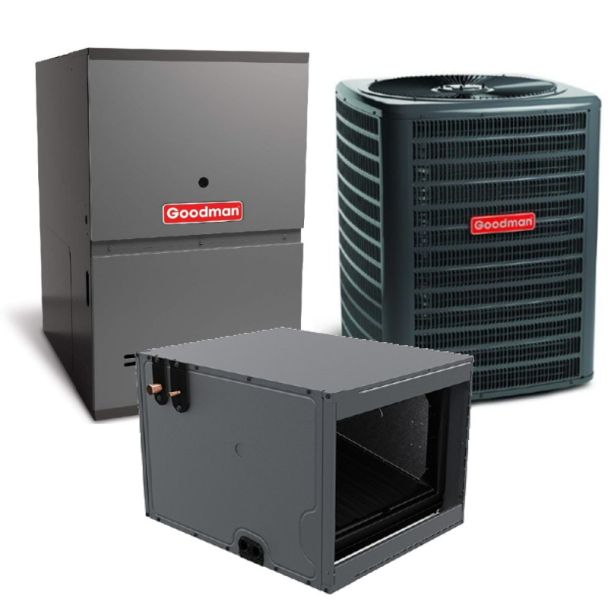 1.5 Ton 13.4 SEER2 80% AFUE 40,000 BTU Goodman Gas Furnace and R32 Air Conditioner System - Horizontal