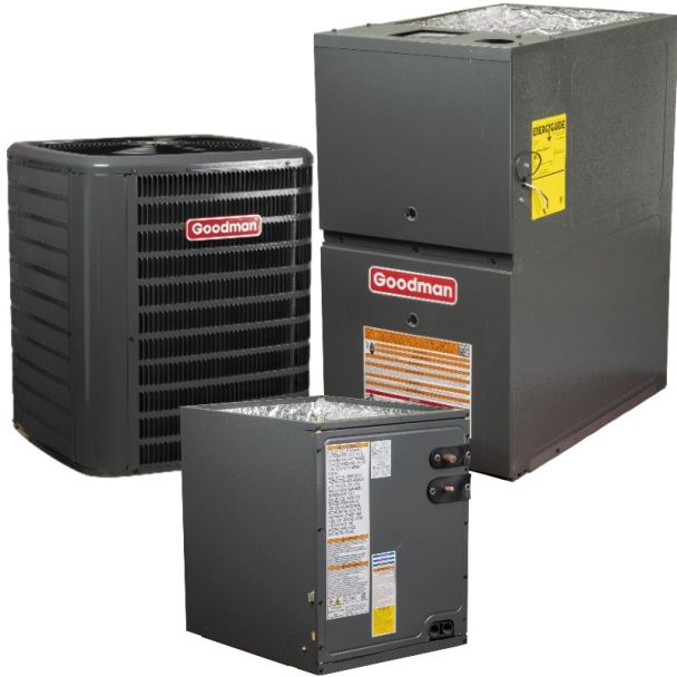 4 Ton 13.4 SEER2 80% AFUE 80,000 BTU Goodman Gas Furnace and R32 Air Conditioner System - Upflow - GLXS3BN4810 / CAPFA6030C3 / GR9S800804CN