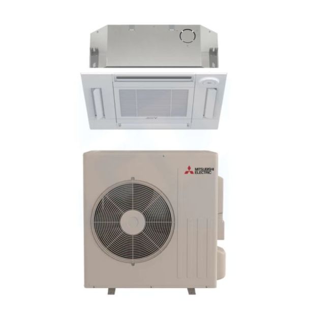 18,000 BTU Mitsubishi P-Series 17.5 SEER2 Single Ceiling Cassette Mini Split Heat Pump System - R454B | SUZ-AA18NL / SLZ-AF18NL