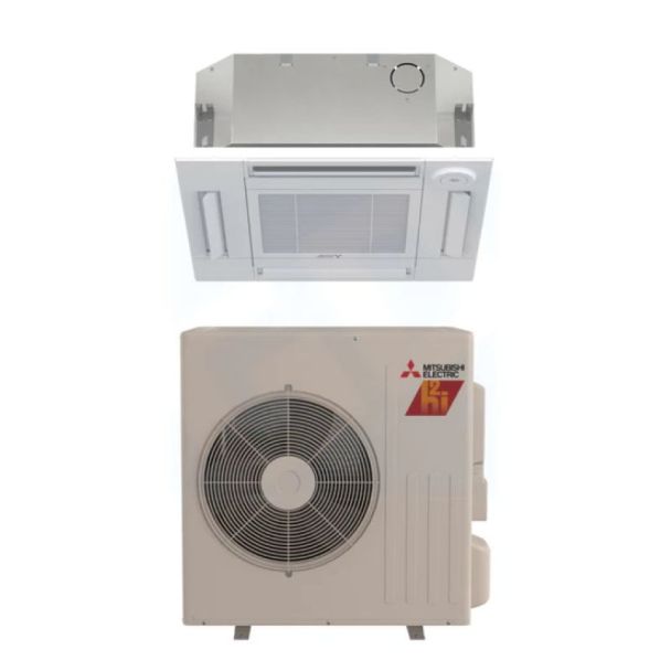 18,000 BTU Mitsubishi P-Series 17.5 SEER2 Single Ceiling Cassette Mini Split Hyper Heat Pump System - R454B | SUZ-AA18NLHZ / SLZ-AF18NL