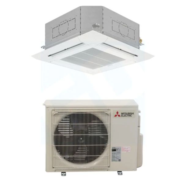 15,000 BTU Mitsubishi P-Series 20.6 SEER2 Single Ceiling Cassette Mini Split Heat Pump System - R454B | SUZ-AA15NL / SLZ-AF15NL