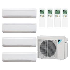 36,000 BTU 17 SEER Quad Zone Wall Mounted Daikin Mini-Split Heat Pump System 7+7+7+7
