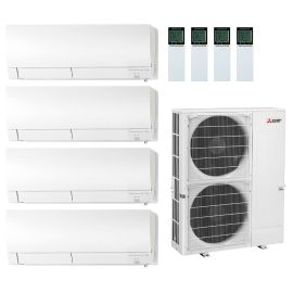 36,000 BTU 19.2 SEER Mitsubishi Quad Zone Heat Pump System 9+9+9+15